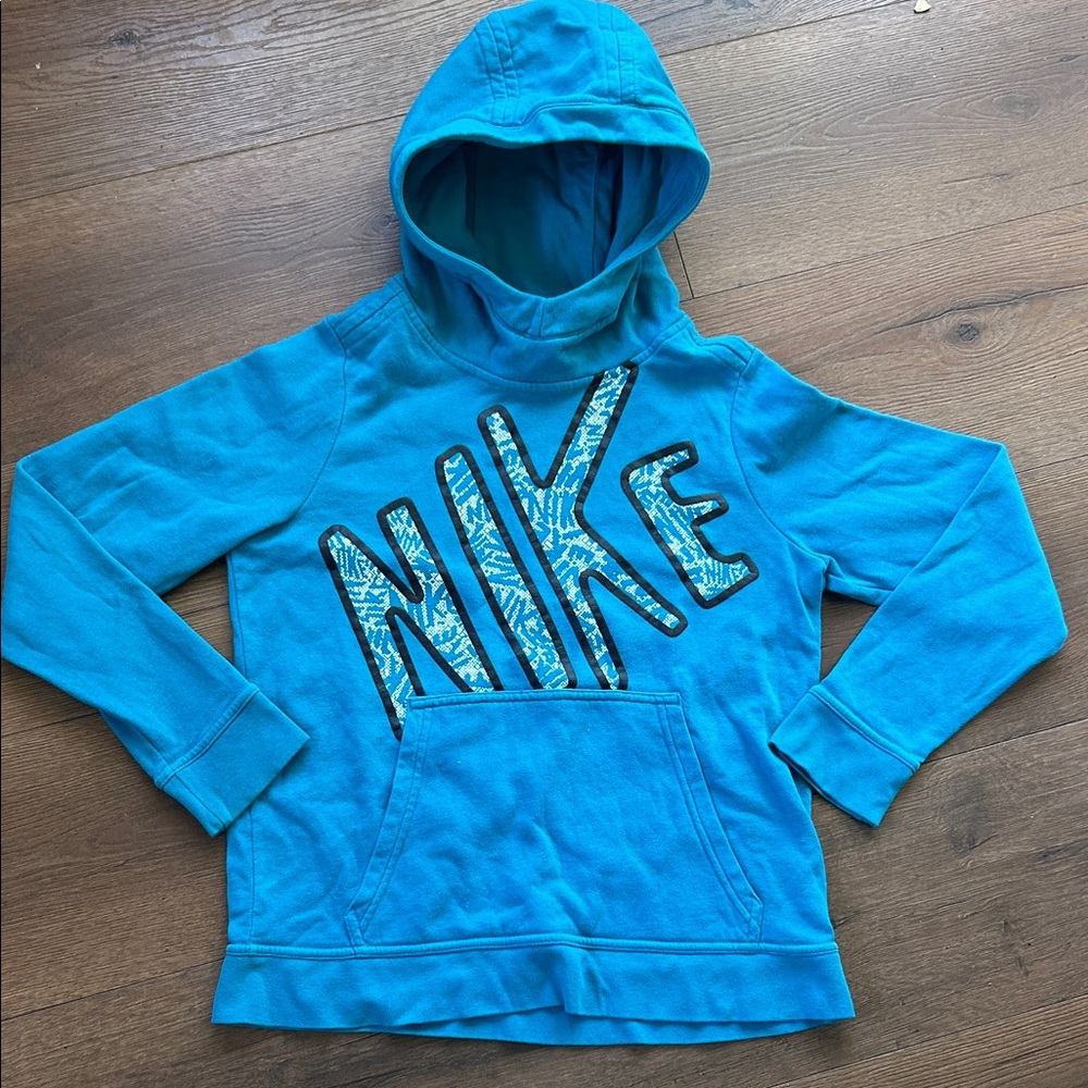 Nike Teal Blue Pullover Hoodie with Bold Logo ! Large